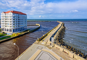 Sticker - Hotel  Ostsee  Mole Hafen Gebäude Darlowko