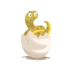 Sticker - Funny long snake baby in broken egg shell