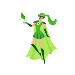 Sticker - Beautiful eco superhero girl soar in air