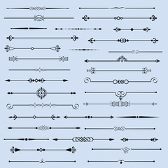 Vector set of flourishes page decor vignettes,calligraphic page dividers