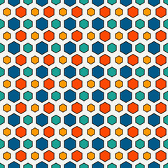 Wall Mural - Honeycomb grid abstract background. Repeated hexagon wallpaper. Seamless pattern with classic geometric ornament.