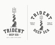 Black on white trident deep sea travel and discover