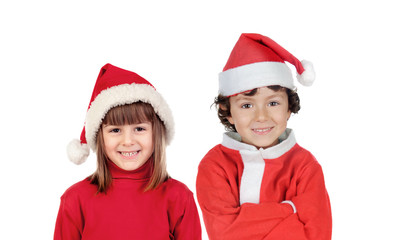 Happy children with Santa Hat and red clothes