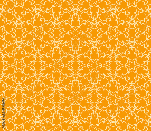 Seamless Floral Pattern Vector Illustration Orange Color For