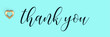 thank you - mock up banner in pastel pink and turquoise with golden hearts