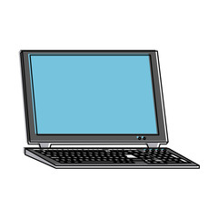 Sticker - laptop computer frontview  icon image vector illustration design 