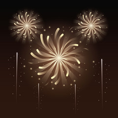 Sticker - Fireworks and celebration icon vector illustration graphic design