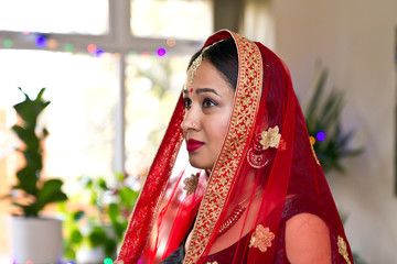 Close up of beautiful Asian Hindu bride