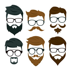 Wall Mural - Hipster beard hair and accesories icon vector illustration graphic design