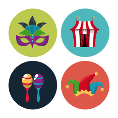 Wall Mural - Circus carnival round icons icon vector illustration graphic