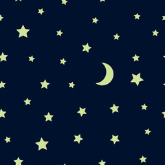 Wall Mural - seamless pattern with night sky and stars, vector
