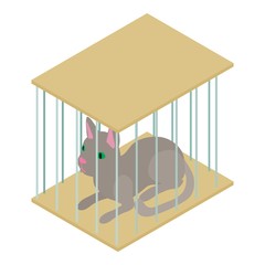Poster - Cat cage icon, isometric 3d style
