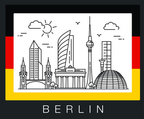 Wall Mural - Berlin, Germany. Illustration of city sights