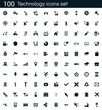 Technology icon set with 100 vector pictograms. Simple filled isolated on a white background. Good for apps and web sites.