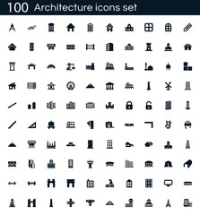 Wall Mural - architecture icon set with 100 vector pictograms. simple filled construction icons isolated on a whi