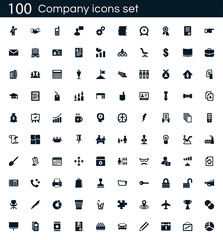 Poster - Company icon set with 100 vector pictograms. Simple filled business icons isolated on a white background. Good for apps and web sites.