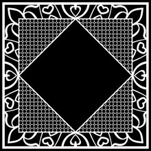 Frame With Floral Lace Ornament For Fabric Design. Vector Illustration. Black, White Color