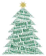 Merry Christmas in different languages word cloud 