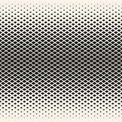 Vector halftone geometric seamless pattern with diamond shapes, crystals, rhombuses. Abstract minimalist monochrome background with gradient transition effect. Stylish design for decor, covers, prints