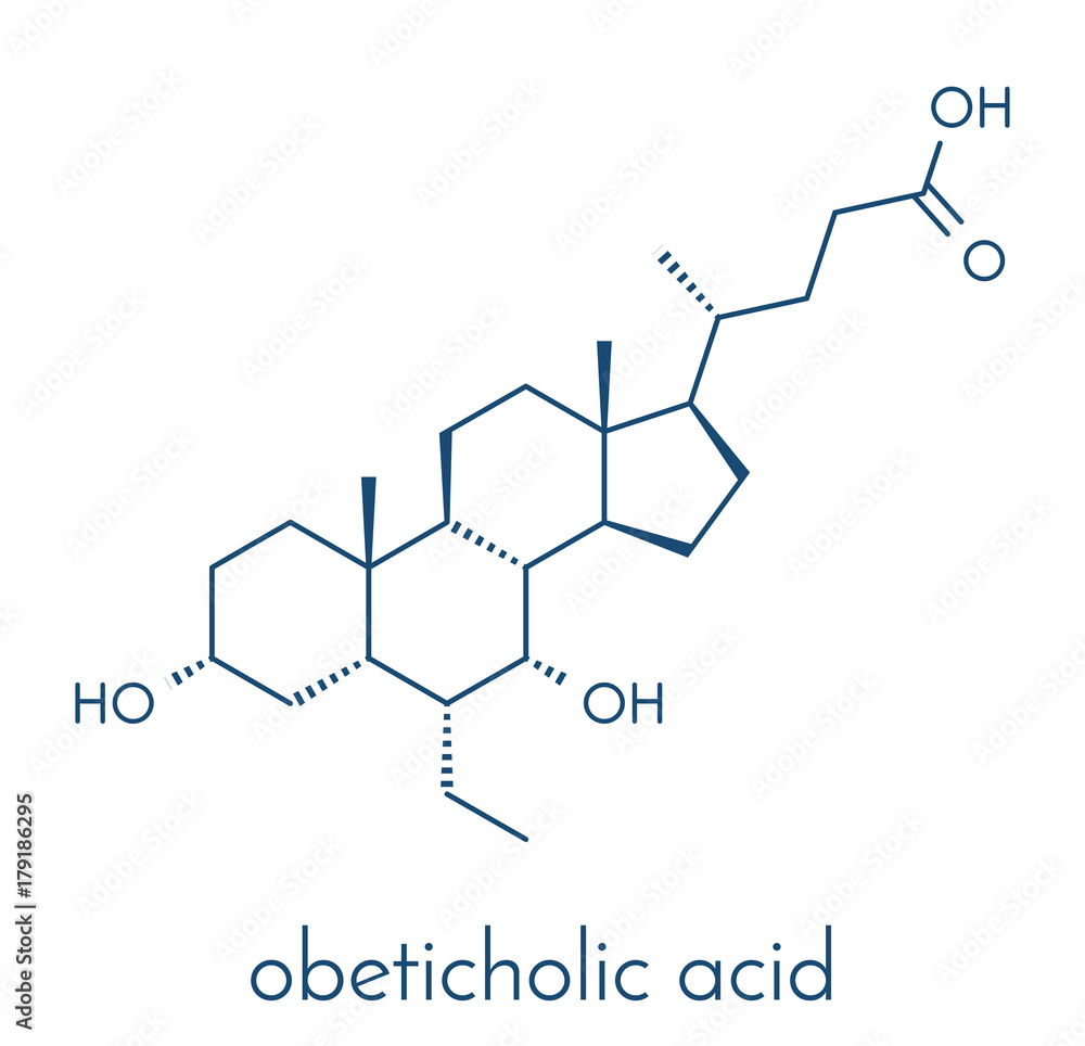 Obeticholic acid liver disease drug molecule. Agonist of farnesoid x ...