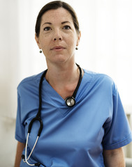 Wall Mural - A Caucasian doctor working at a hospital