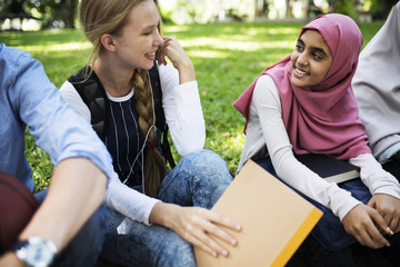 Poster - Diverse children studying outdoor