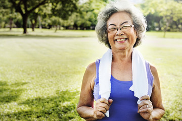 Senior Woman Exercise Park Outdoors Concept