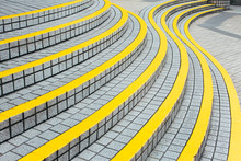 Curved Stairway With Yellow Demarcation Lines