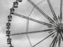 Old Carrousel, Cloudy Day. Black And White.