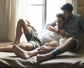 gay couple love home concept