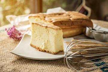 butter cake with props surrounded.