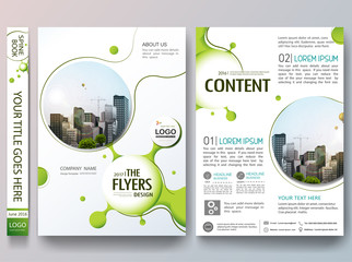 Portfolio design template vector. Abstract graphic green circle shape on cover book presentation. Minimal brochure report business flyers teen magazine poster.
