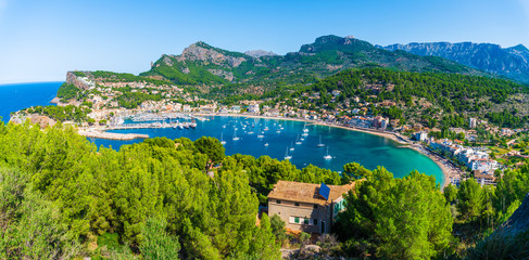 Wall Mural - panoramic view of porte de soller, palma mallorca, spain
