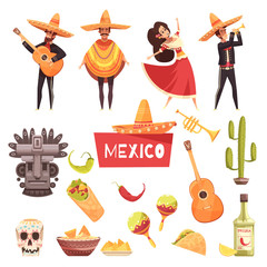 Sticker - Mexico Decorative Icons Set