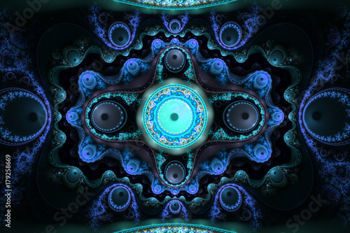 Abstract colorful fractal composition. Magic explosion star with particles. M...