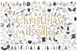 Big set of Christmas design elements in doodle style