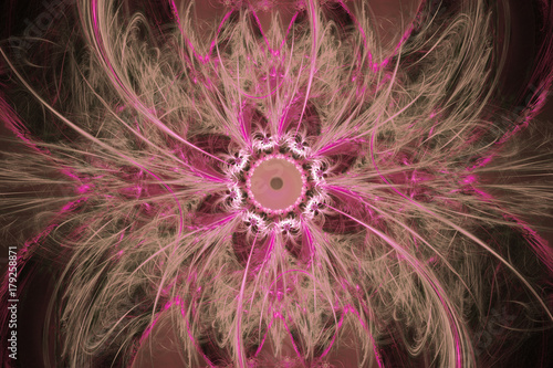 Abstract colorful fractal composition. Magic explosion star with particles. M...