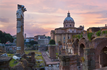 Wall Mural - Roman Forum. Image of Roman Forum in Rome, Italy during sunrise.