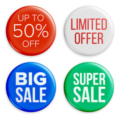 Sticker - Sale Badges Set Vector. Discount Special Offer Symbols. Product Promotion Isolated Illustration