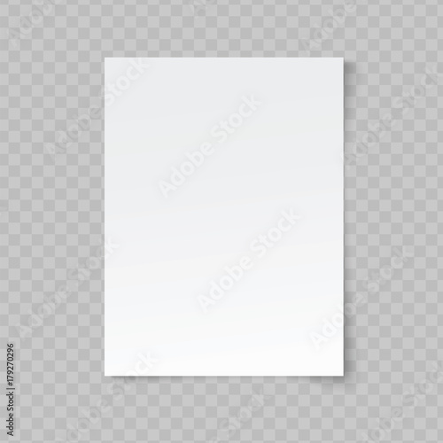 Fotomural Vector blank sheet of paper on transparent background.