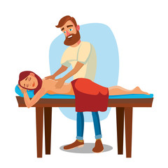 Sticker - Spa Massage Vector. Woman On A Vacation Getting A Professional Massage. Cartoon Character Illustration