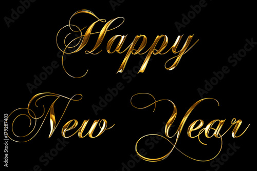 vintage yellow gold metallic happy new year 2018, 2019, 2020, 2021, 2022 word te Plakat