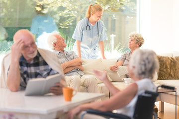 Wall Mural - Nurse during daily activities