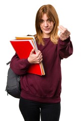 Wall Mural - Student woman doing coming gesture