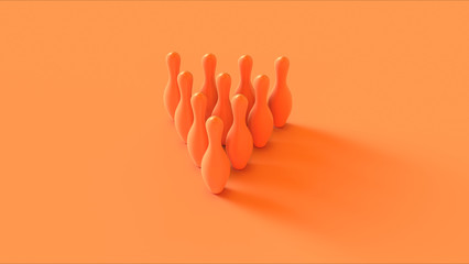 Wall Mural - Orange Bowling Pins 3d illustration 3d rendering