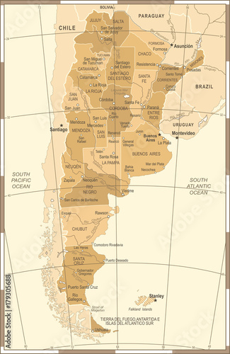 argentina-map-vintage-vector-illustration