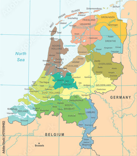 Fotografía Netherlands Map - Vector Illustration