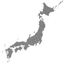 High Quality Map Japan With Borders Of The Regions