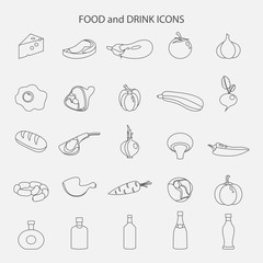 Vector set of food and drink line icons