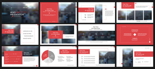 Wall Mural - red presentation templates elements on a white background. vector infographics. use in presentation,